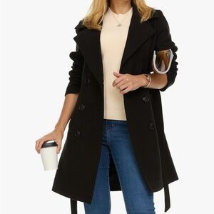 Steve Madden Women's Black Double-Breasted Coat Size L/G